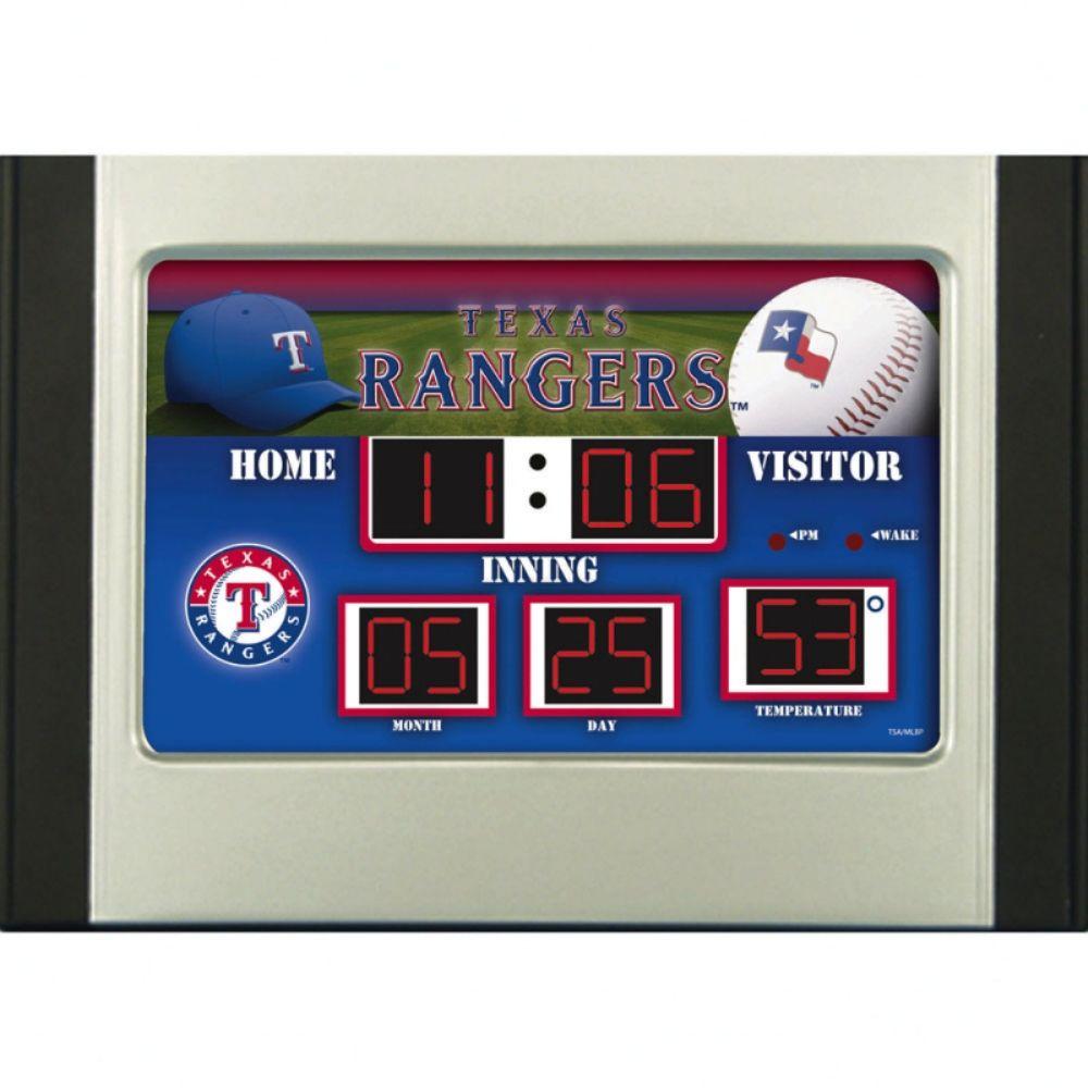 Texas Rangers 6.5 in. x 9 in. Scoreboard Alarm Clock with Temperature