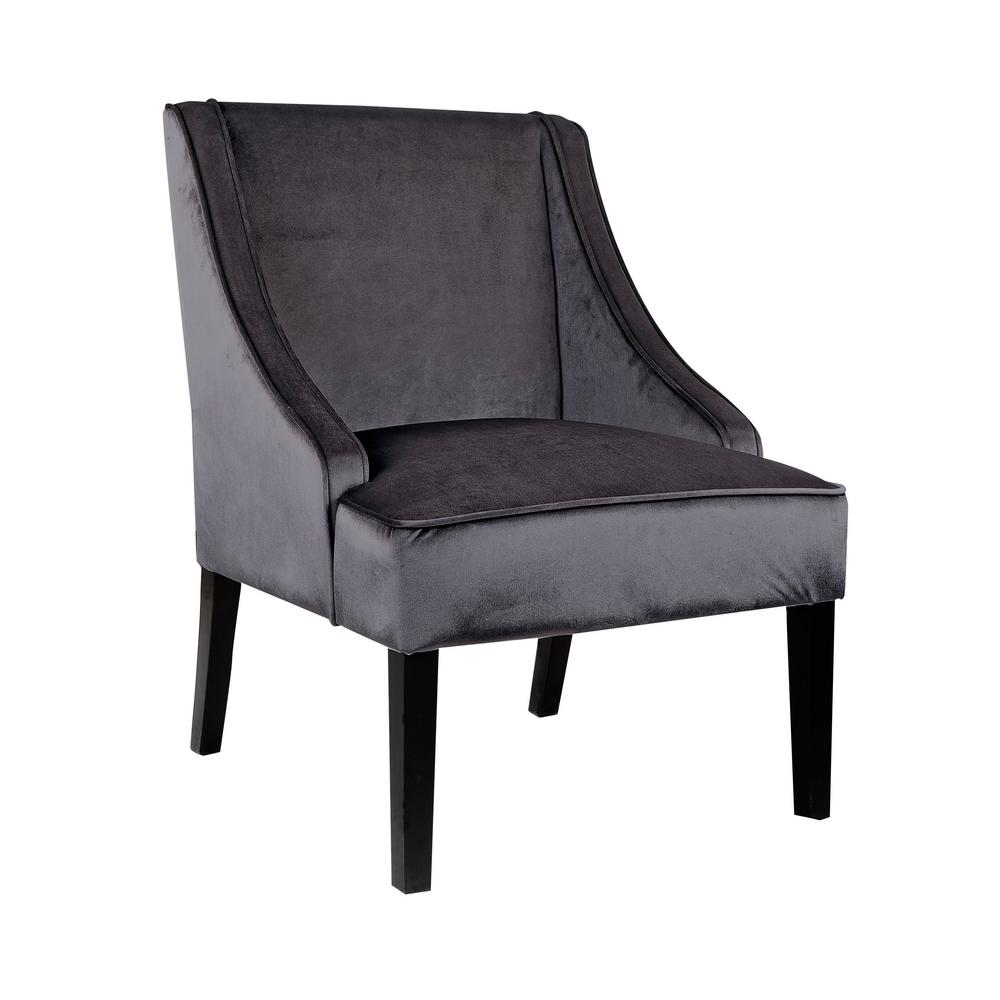 Corliving Antonio Dark Grey Velvet Accent Chair Lad 360 C