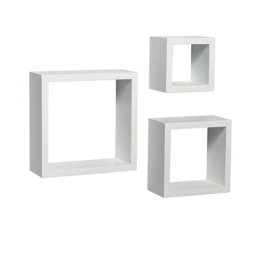 Knape & Vogt 9 in. W x 4 in. D Wall Mounted White Shadow Box Decorative Shelf Kit (3-Piece)-240 ...