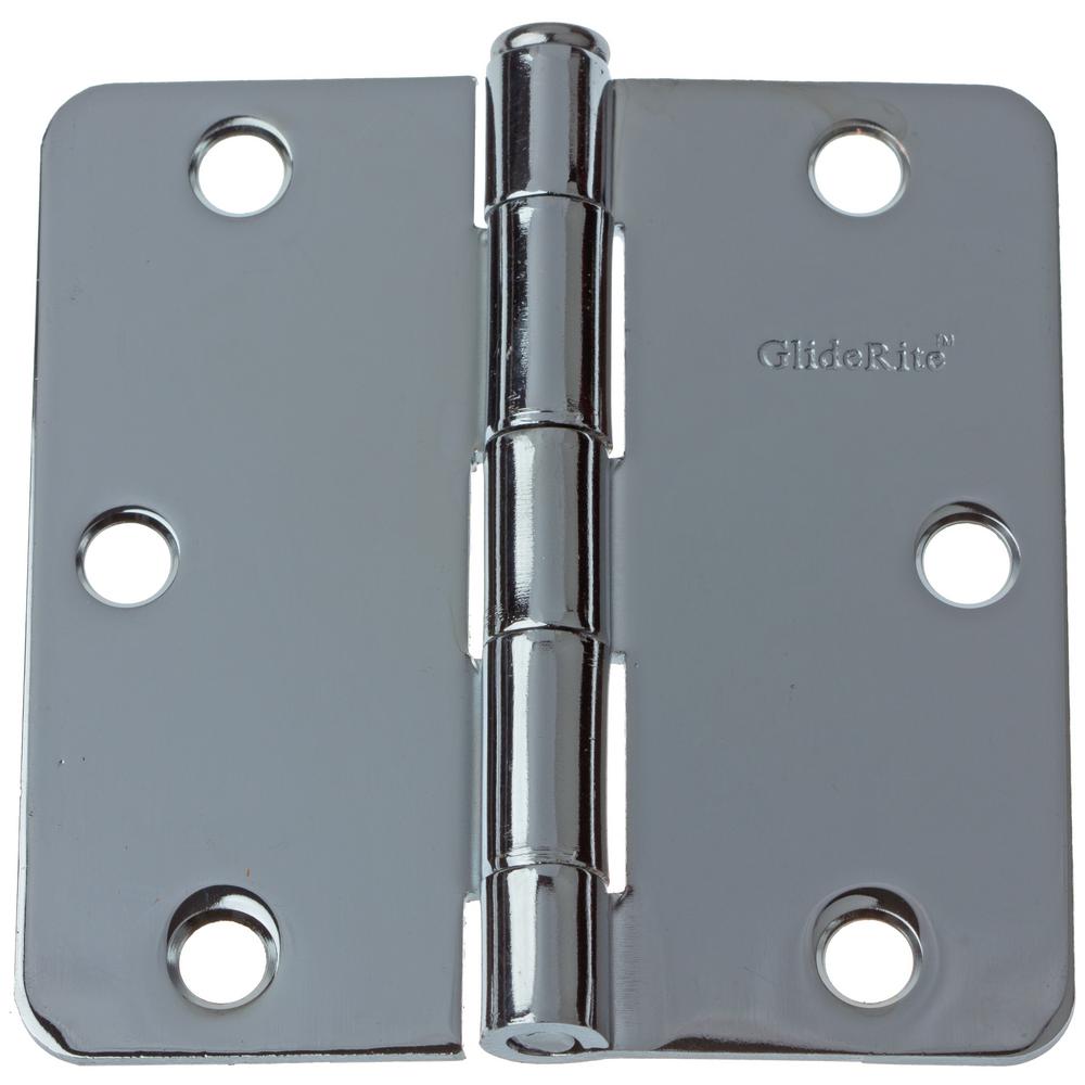 Gliderite 3 1 2 In Polished Chrome Steel Door Hinges 1 4 In Corner Radius With Screws 24 Pack 3514 Pc 24 The Home Depot