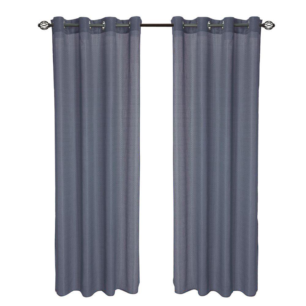 Lavish Home Blue Olivia Jacquard Grommet Curtain Panel, 108 in. Length