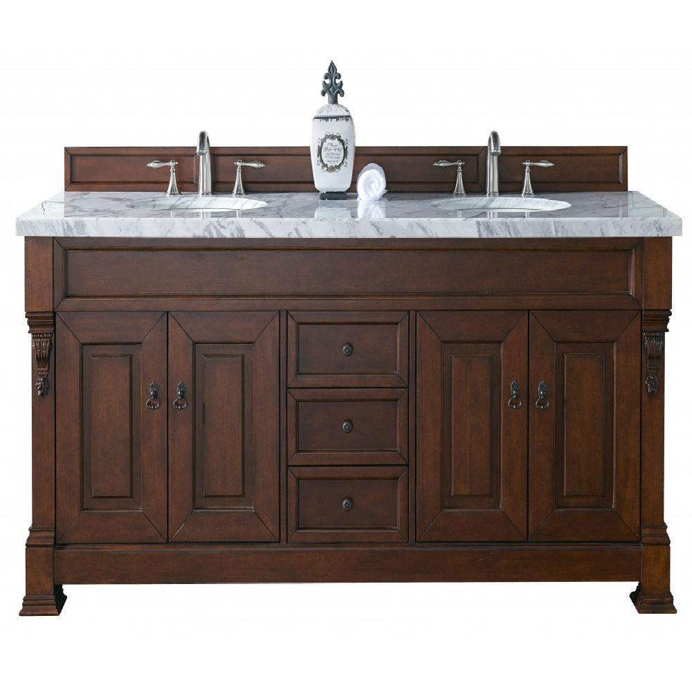 James Martin Signature Vanities Brookfield 72 In W Double Vanity James Martin Signature Vanities Brookfield 72 In W Double Vanity Warm Cherry With Marble
