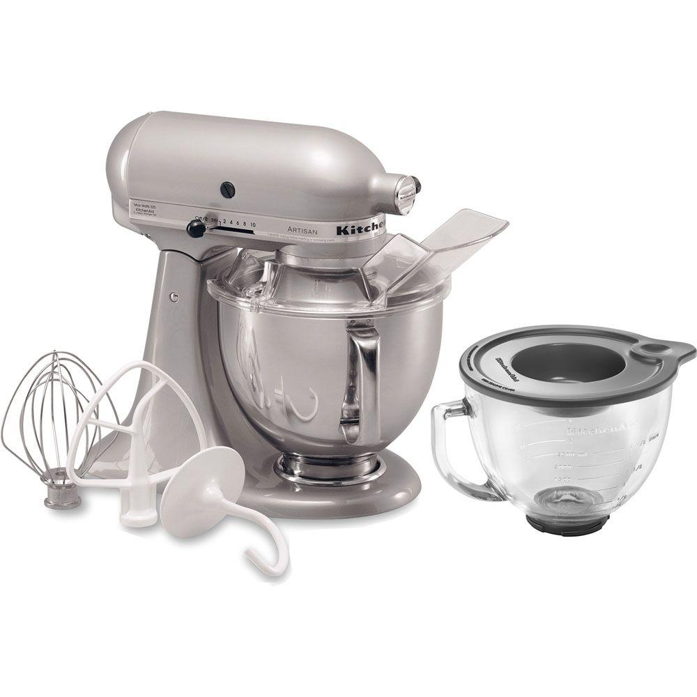 KitchenAid Artisan 5 Qt. Metallic Chrome Stand Mixer KSM150PSMC 3 KIT ...