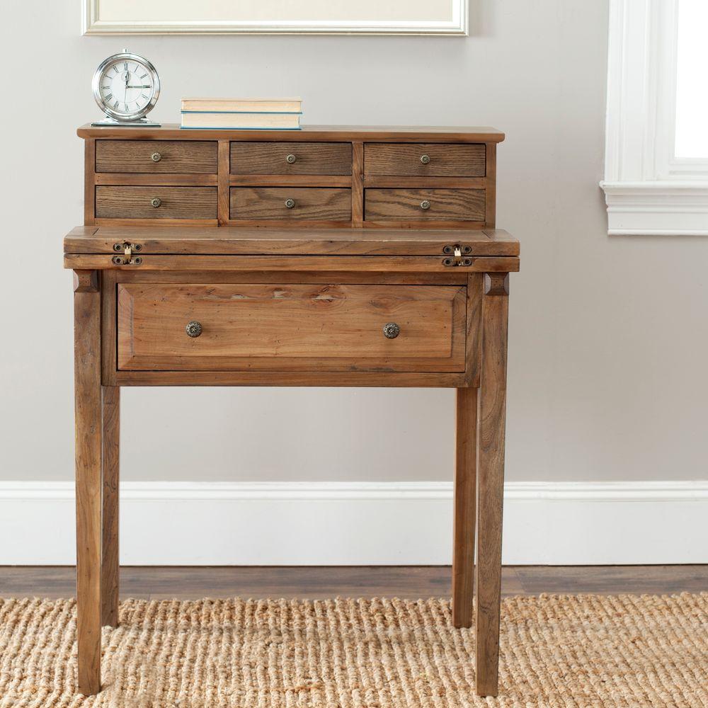 Safavieh Abigail Oak Desk With Drawers Amh6520c The Home Depot Safavieh Abigail Oak Desk With Drawers