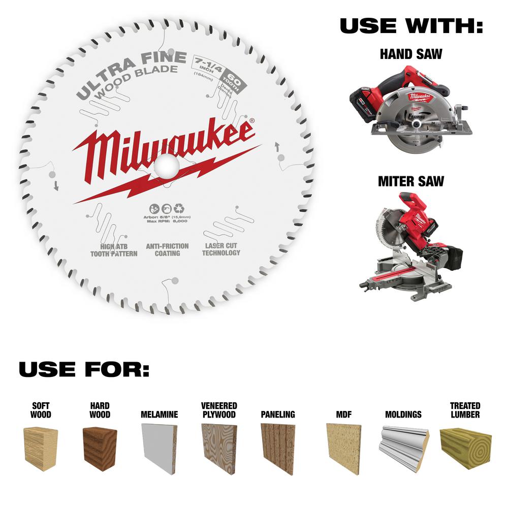 Milwaukee-48-40-0730 7-1/4 in. 60T Ultra Fine Finish Circular Saw Blade