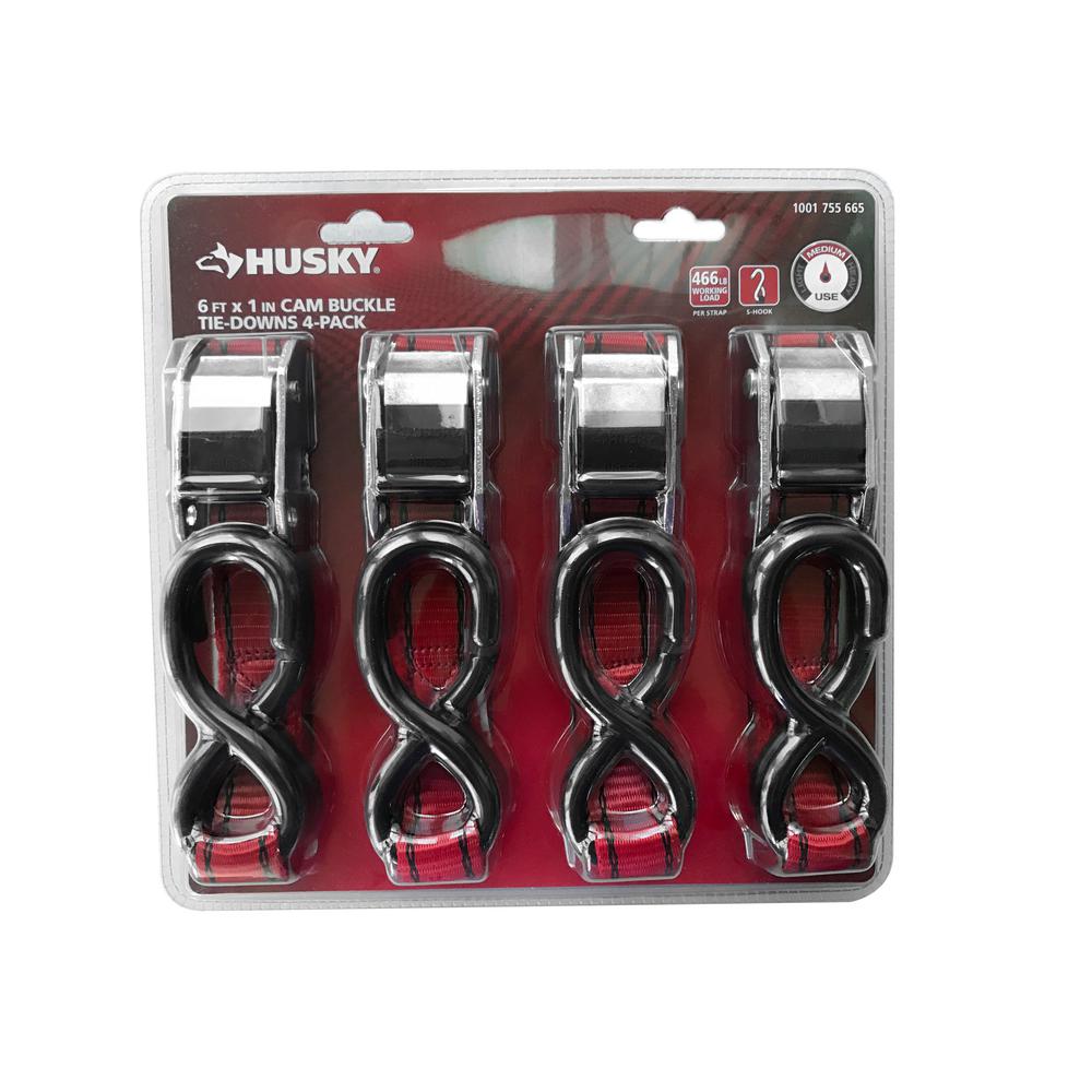 Husky 1 in. x 12 ft. Ratchet Tie-Down (4-Pack)-FH0829 ...