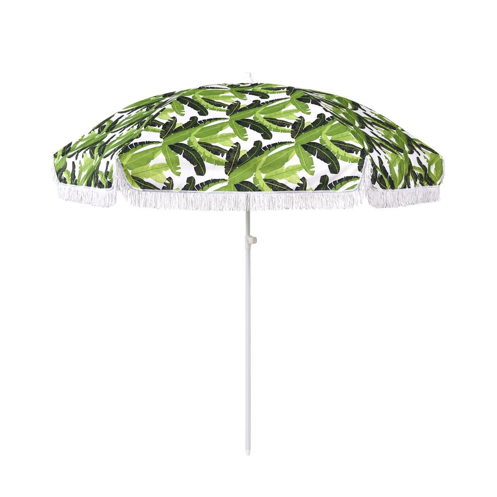 Astella 6 5 Ft Fiberglass Market Beach Patio Umbrella In Multi Color Nova656c P5 204 Fringe The Home Depot