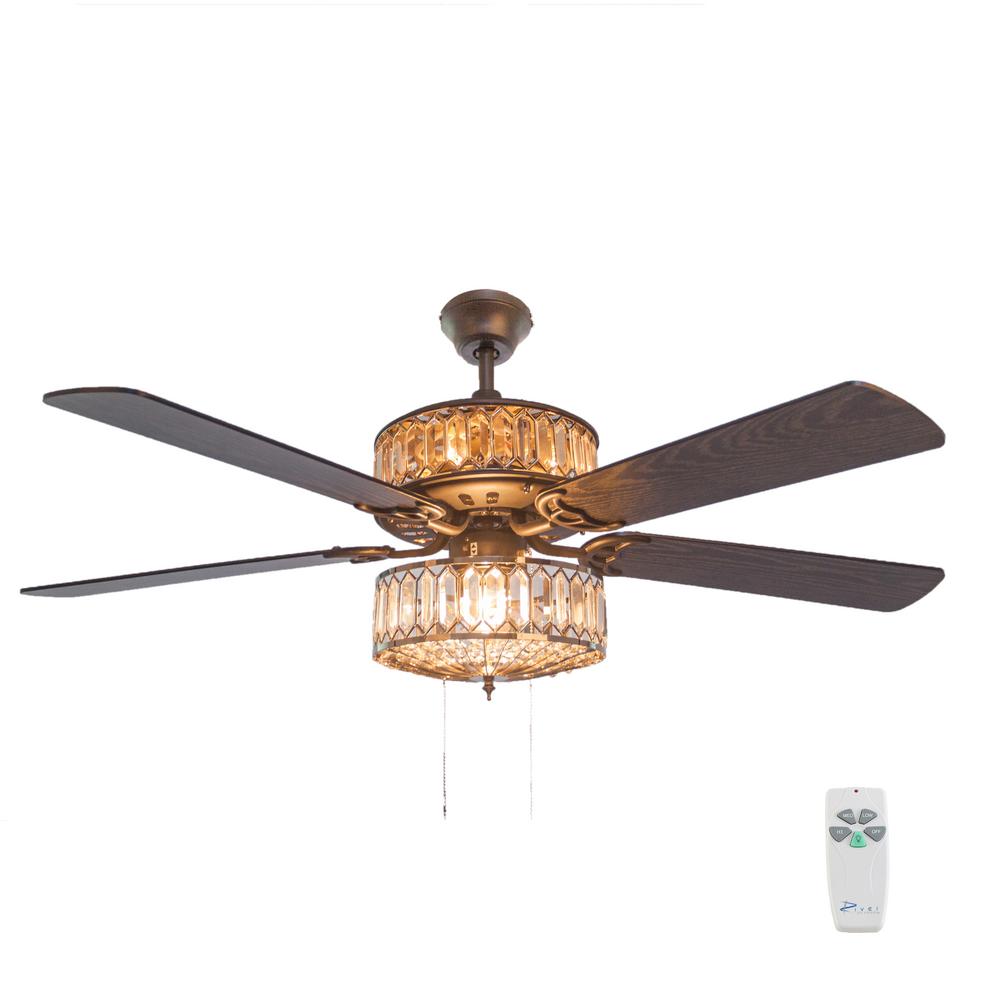 Details About River Of Goods Ceiling Fan 52 In Geometric Crystals Double Layer Shade Remote