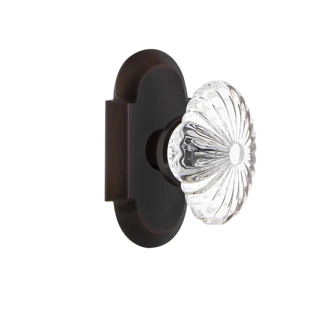 Nostalgic Warehouse Cottage Plate Single Dummy Oval Fluted Crystal Glass Door Knob In Timeless Bronze