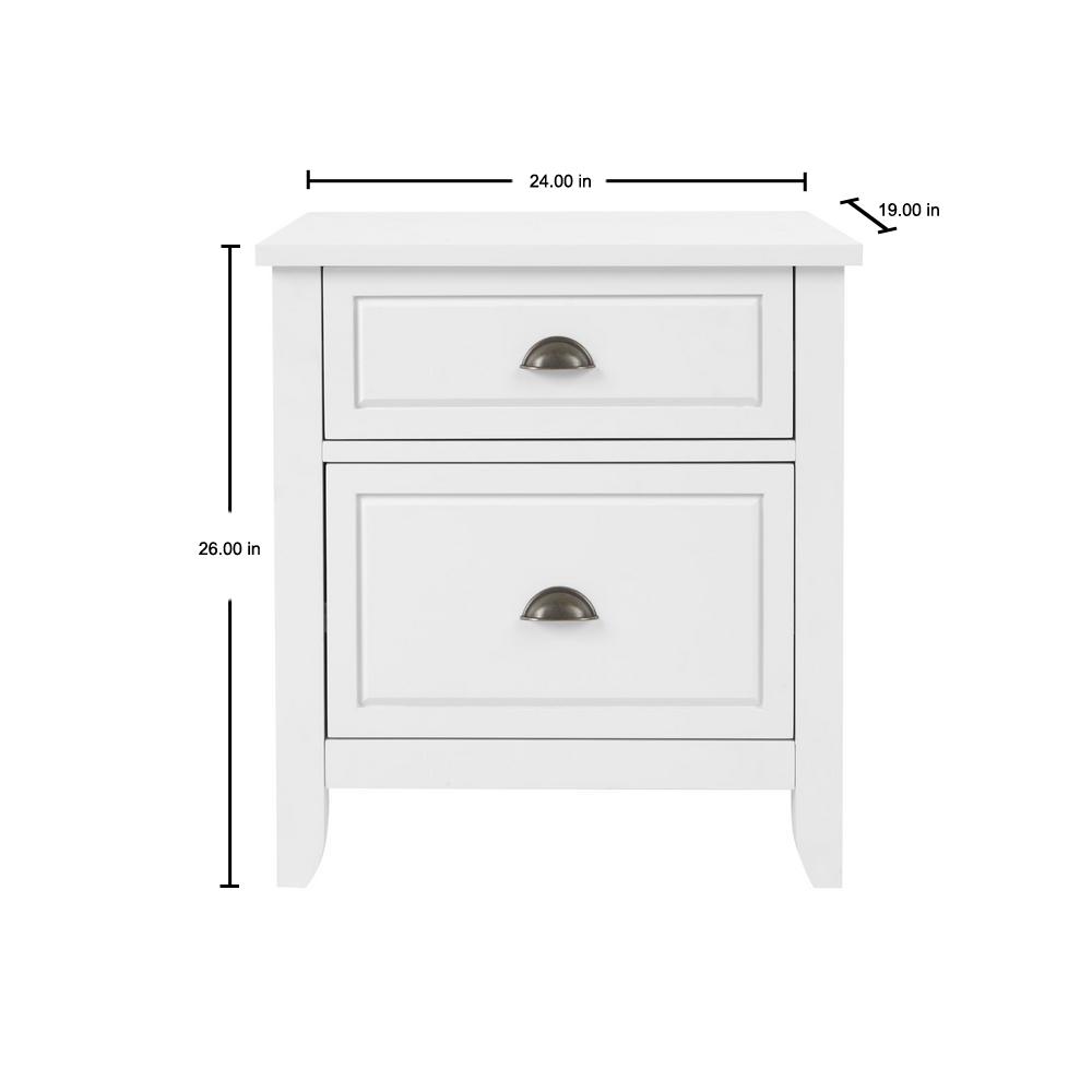 Stylewell Cordale 2 Drawer White Wood Nightstand 24 In W X 26 In