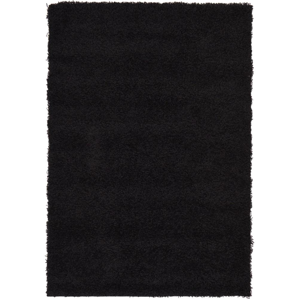 Unique Loom Solid Shag Jet Black 4 ft. x 6 ft. Area Rug3127955 The