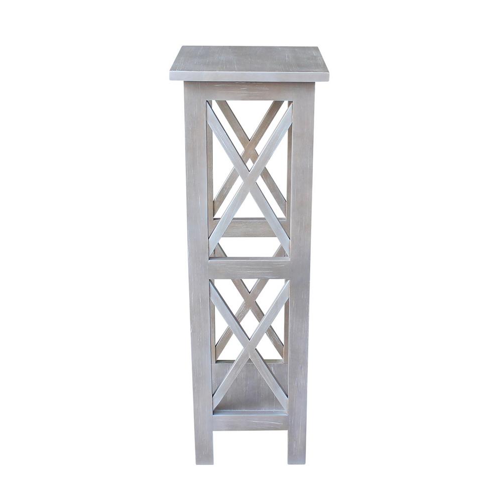 36 42 Indoor Plant Stands Accent Tables The Home Depot Weathered Taupe Gray Solid Wood 36 In X Sided Plant Stand
