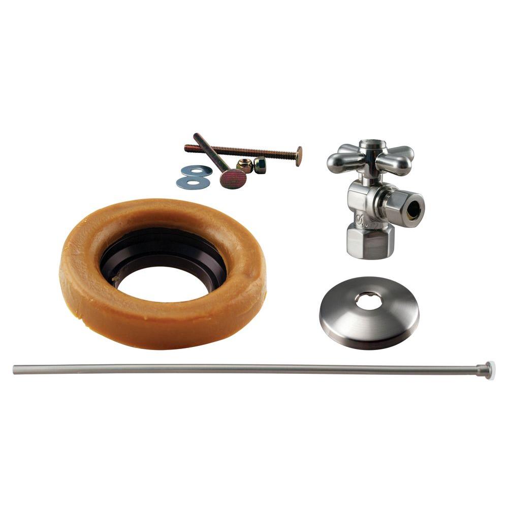 Westbrass 1/2 in. IPS Cross Handle Angle Stop Toilet Installation Kit