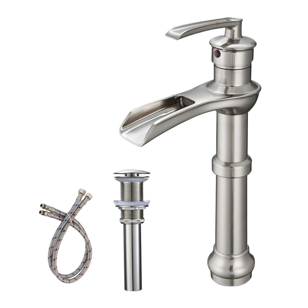 Matrix Decor Single Hole Single Handle Bathroom Faucet With Drain Assembly In Brushed Nickel A 96571h N The Home Depot