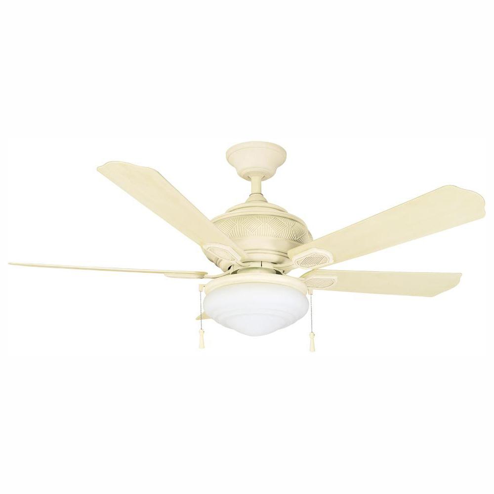 Hampton Bay Portsmouth 52 In Led Indoor Outdoor Vintage White Ceiling Fan With Light Kit