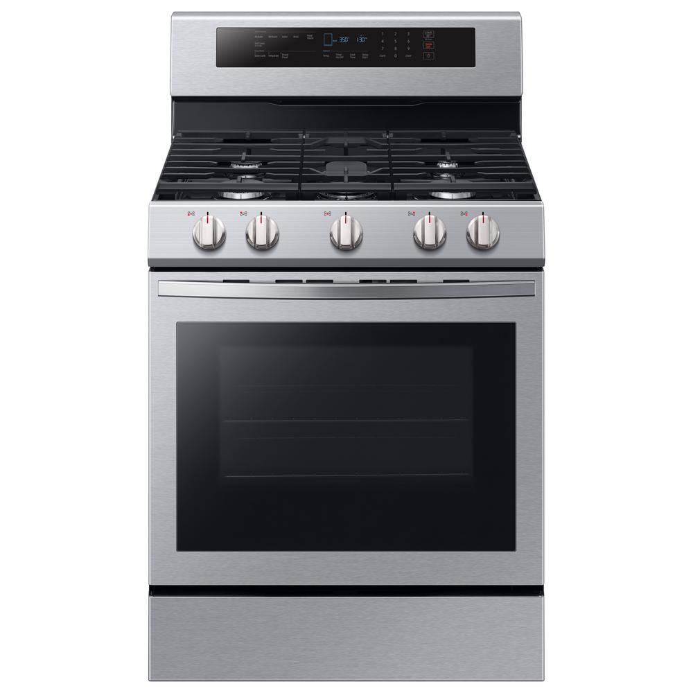 Samsung 30 in. 5.8 cu. ft. Single Oven Door Gas Range with Illuminated Knobs with True Convection Oven in Stainless Stee, Silver was $1199.0 now $748.0 (38.0% off)