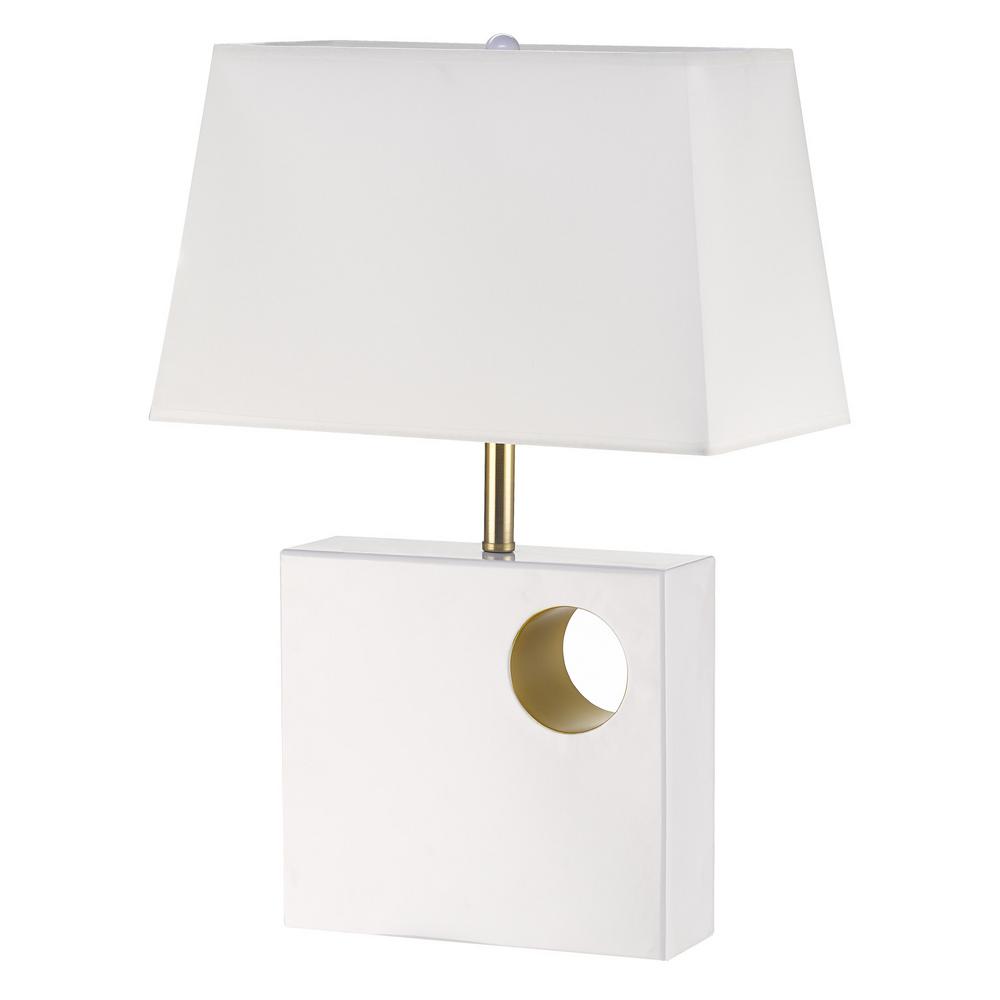 Globe Electric Vera 22 in. Glossy White Finish Indoor Table Lamp with