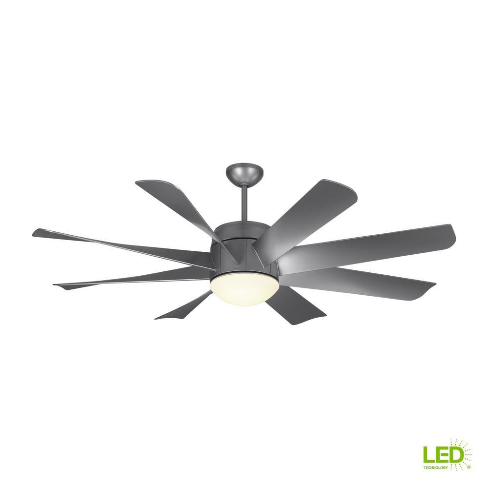 Downrod Included 1 Light Best Rated Dc Motor Ceiling Fans Led Indoor Painted Brushed Steel Ceiling Fan