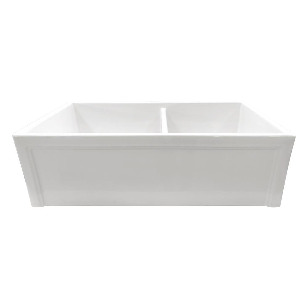 Ipt Sink Company A Front Fireclay 33 In 60 40 Picture Frame Double Bowl Kitchen White