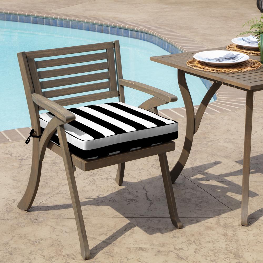 Set of 2 Beige Ornavo Home Water Resistant Indoor//Outdoor Patio Decorative Stripe Tufted Wicker Chair Seat Cushion Pad