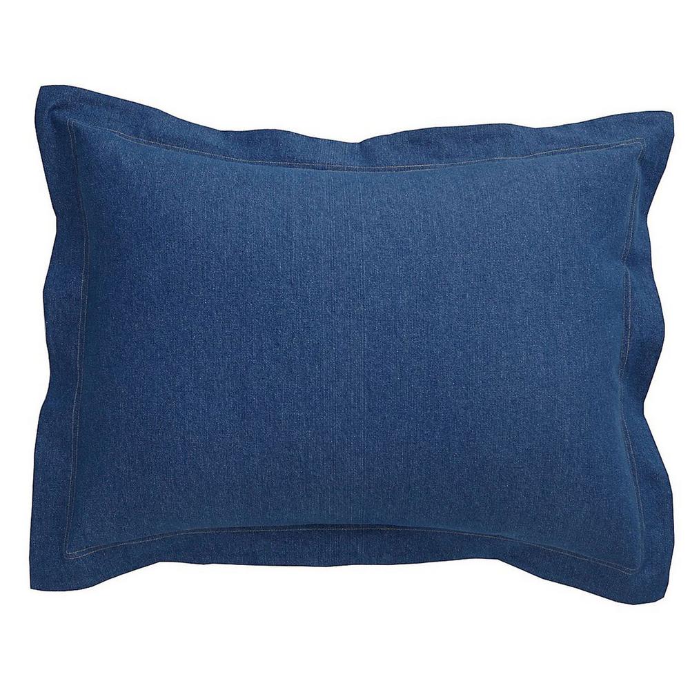 The Company Store Denim Solid Cotton Standard Sham In Denim