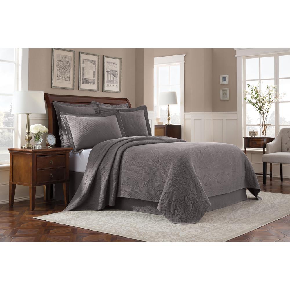 Royal Heritage Home Williamsburg Abby Grey Queen Bedspread 048975015827