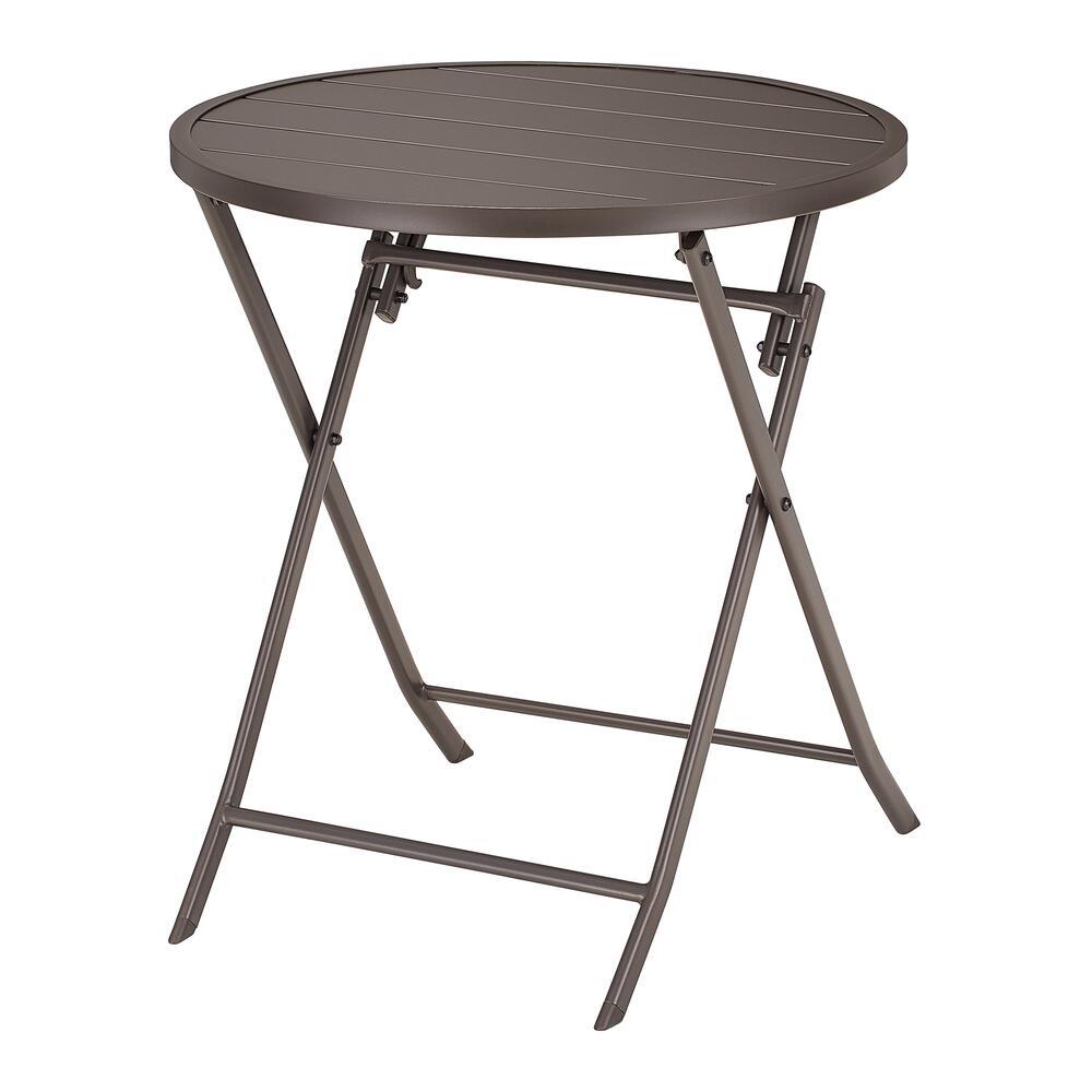 StyleWell Mix and Match 24.6 in. Dark Taupe Folding Round Metal Outdoor