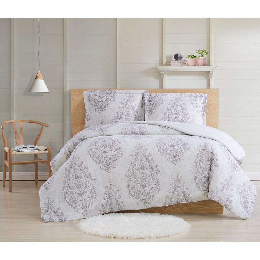 Cottage Classics Paisley Blossom 3 Piece Gray Cotton King Comforter Set Cs3250kg 1500 The Home Depot