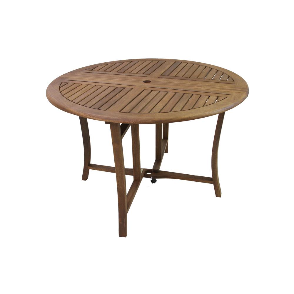 Outdoor Interiors 48 In Dia Eucalyptus Outdoor Dining Table With