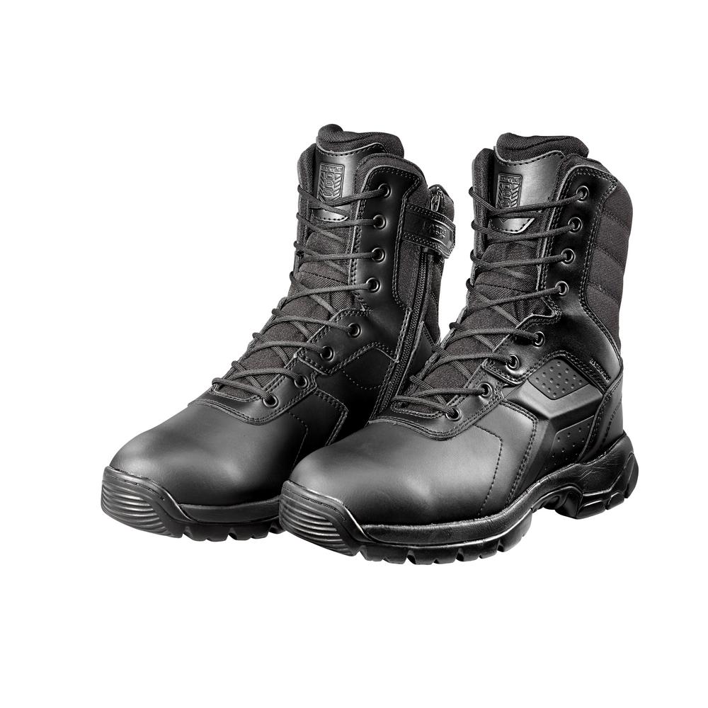 black tactical steel toe boots