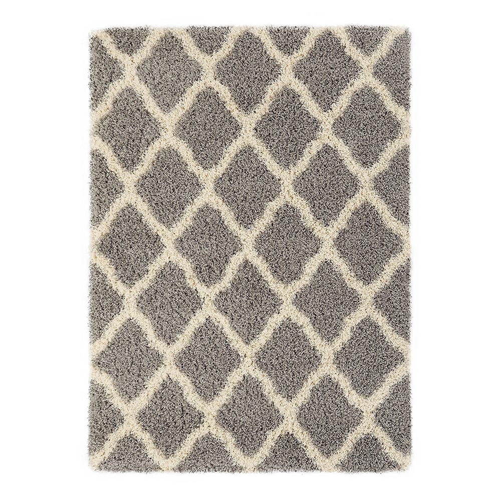 5 X 7 Special S Area Rugs The Home Depot Cozy Collection Gray And Cream Moroccan Trellis Design 5 Ft X 7