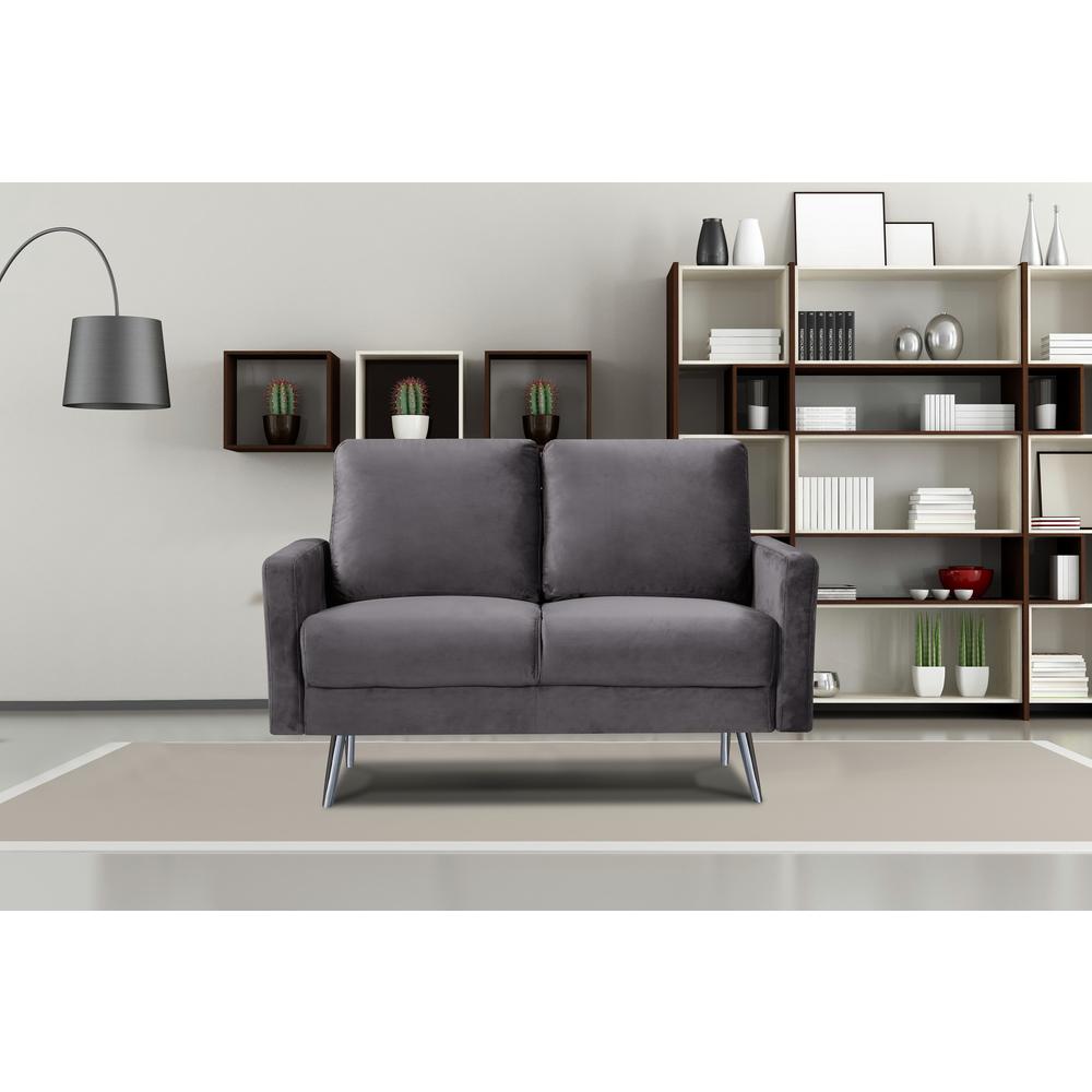 Ashley Velvet Fabric Loveseat Grey