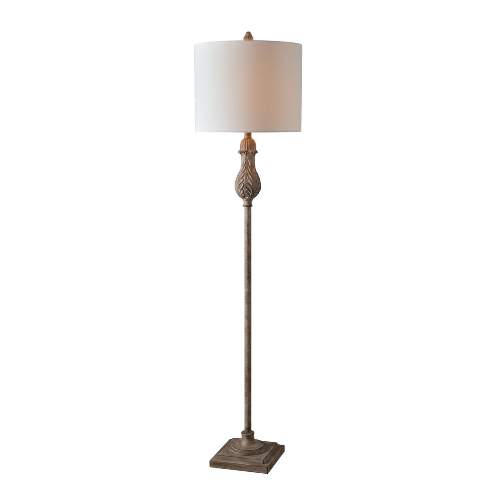Kenroy Home Plume 62 In Weathered Wood Floor Lamp With White Shade Weathered Wood Floor Lamp With White Shade