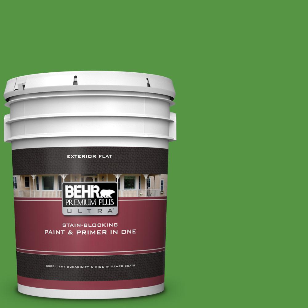 BEHR Premium Plus Ultra 5 gal. 430B7 Cress Green Flat Exterior Paint