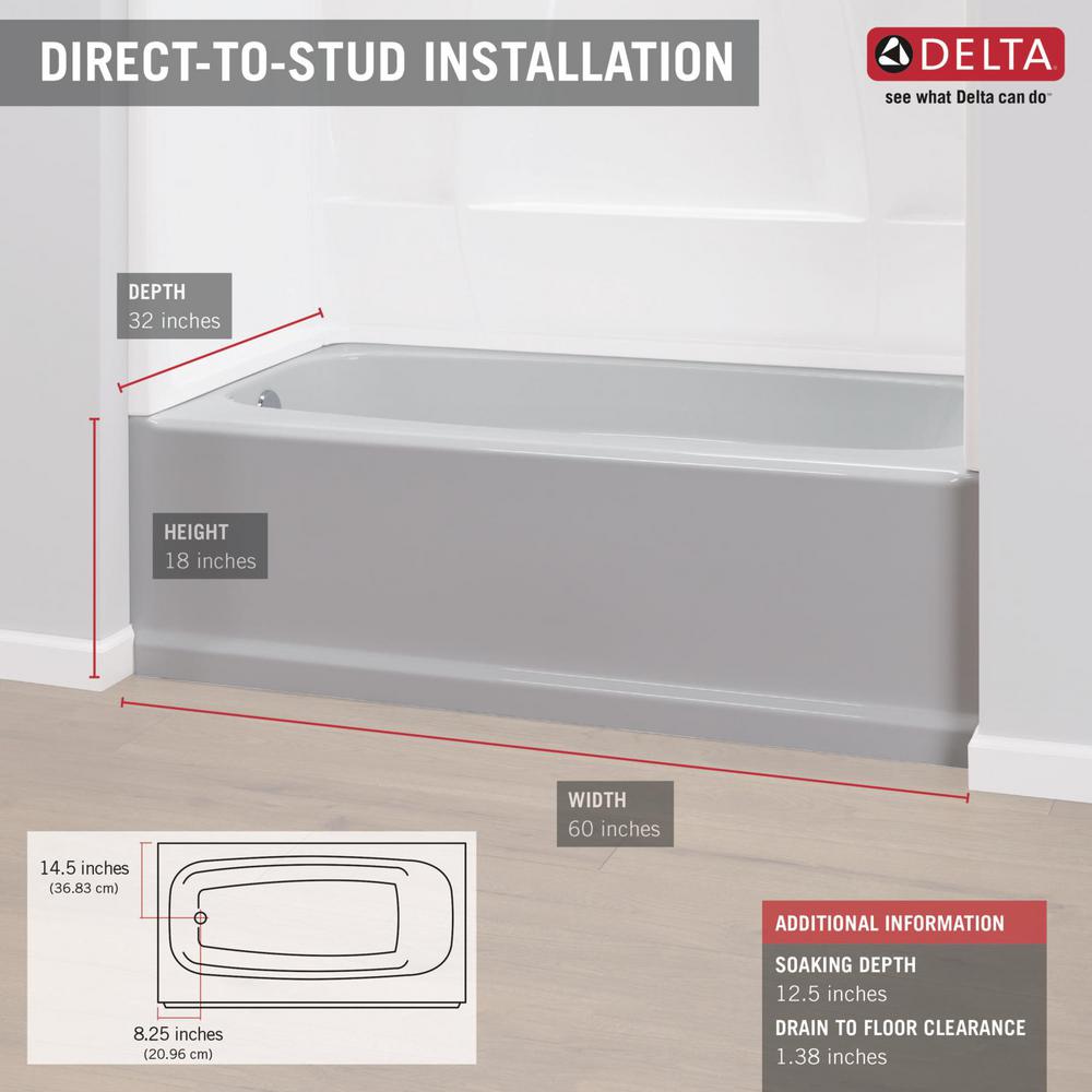 Delta Classic 400 60 in. LeftHand Drain Rectangular Alcove Bathtub in