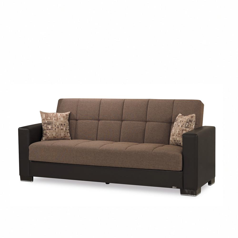 Ottomanson Avalon Plus Brown Leatherette Upholstery Sofa Sleeper Bed