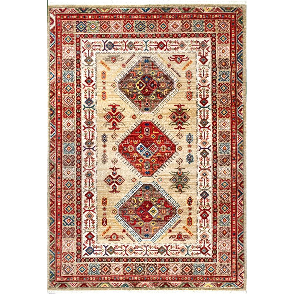 Nuloom Qiana Emblem Fringe Light Beige 5 Ft X 7 In Area Rug