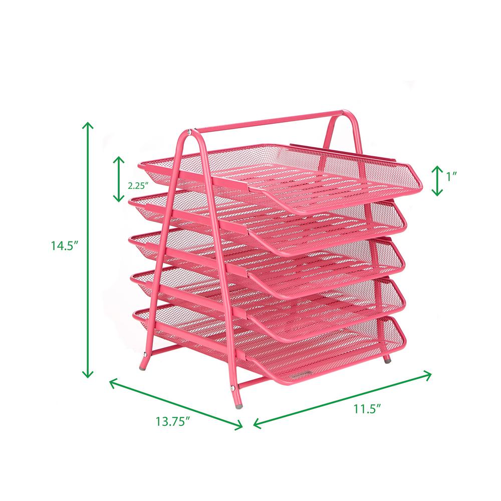 Desk Organizer With 5 Sliding Trays For Letters Documents Mail