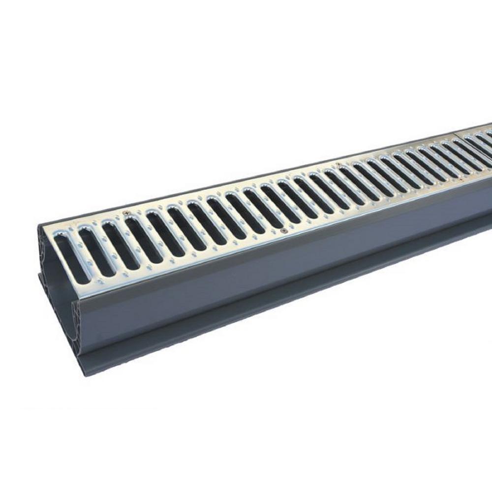 NDS 4 in. x 10 ft. PVC SpeedD Drainage Channel Drain with Metal Grate40010MTL The Home Depot