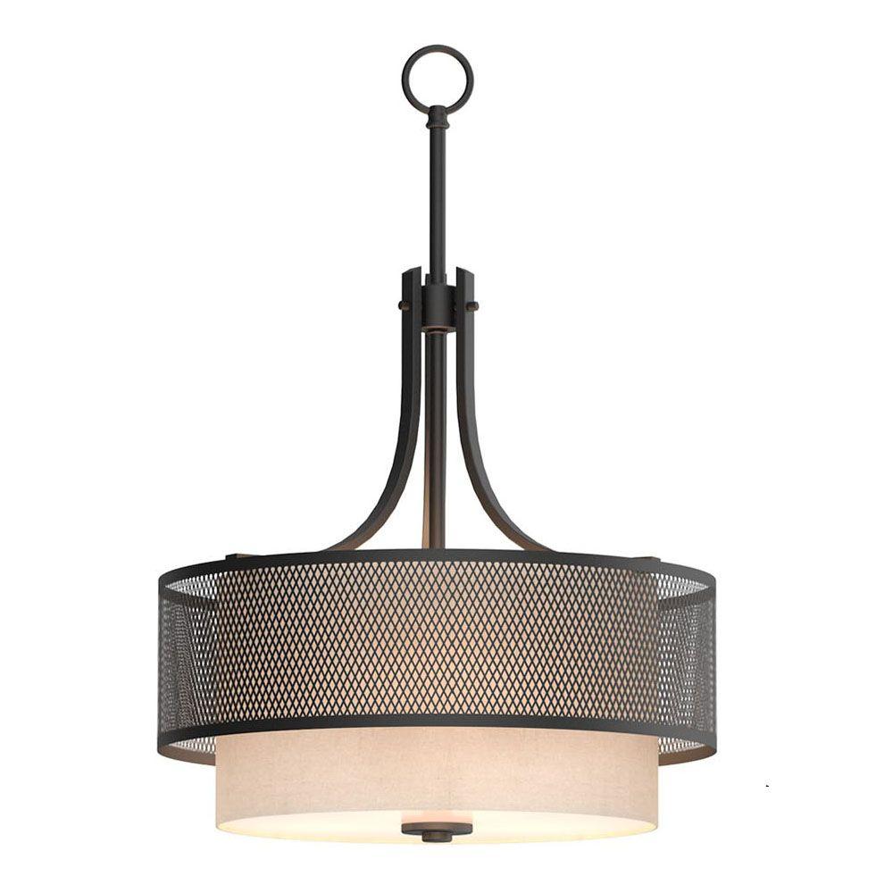 Home Decorators Collection 3 Light Bronze Mesh Pendant With Inner Home Decorators Collection 3 Light Bronze Mesh Pendant With Inner Cream Fabric Shade