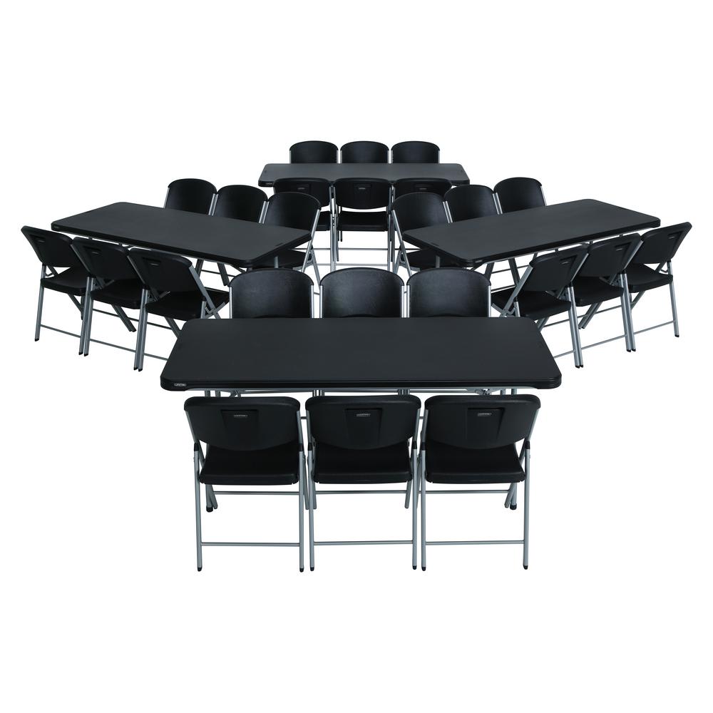 Lifetime 28 Piece Black Stackable Folding Table Set