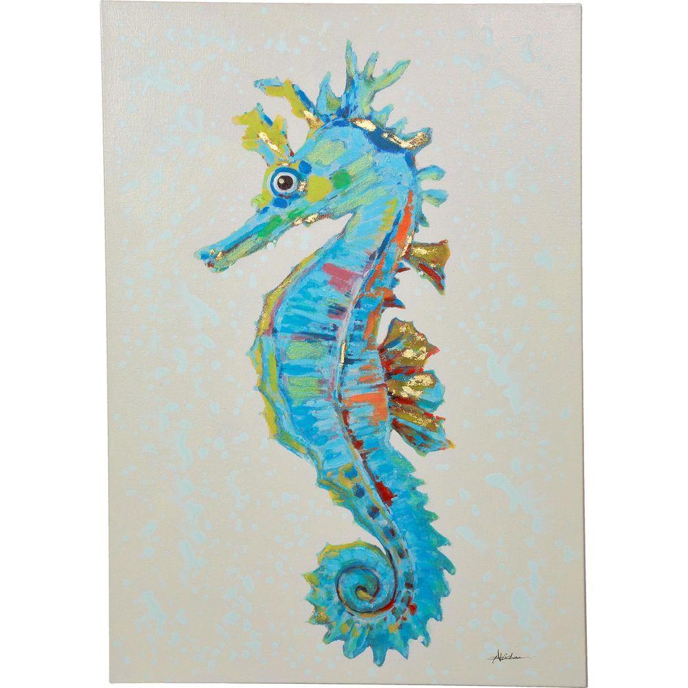 Y Decor 40 In. X 28 In. "Seahorse" Hand Painted Canvas Wall Art-E0382 ...