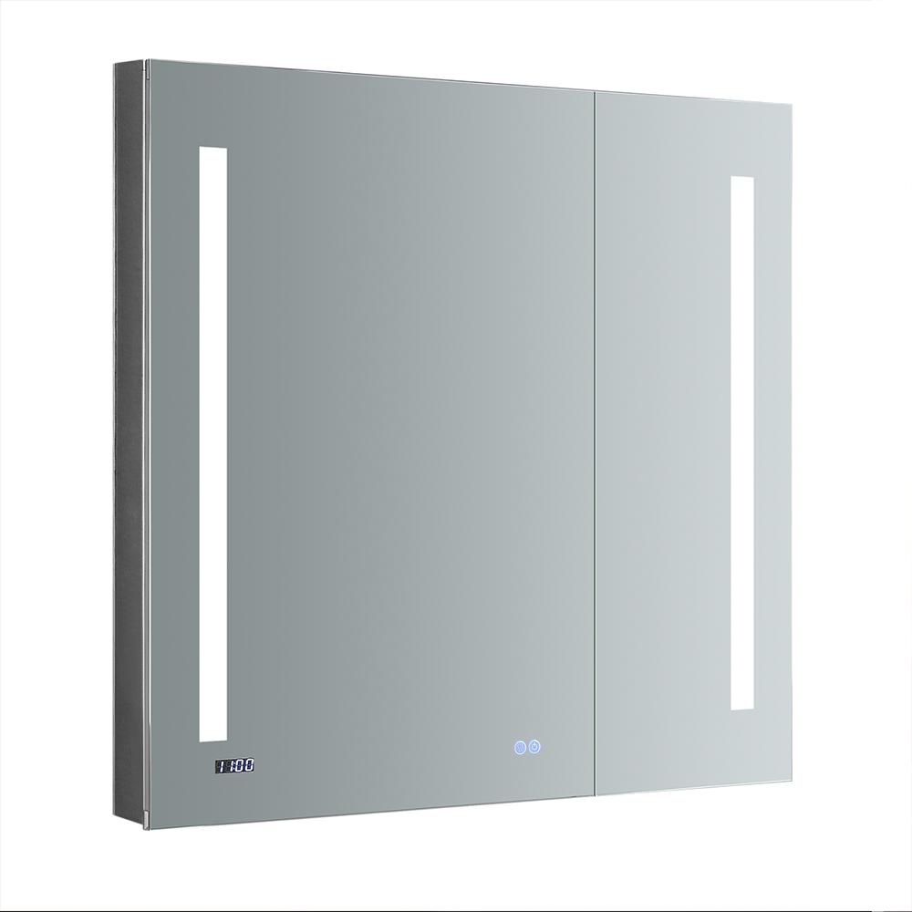 Fresca Tiempo 36 In W X 36 In H Recessed Or Surface Mount Medicine Cabinet With Led Lighting And Mirror Defogger Fmc013636 The Home Depot