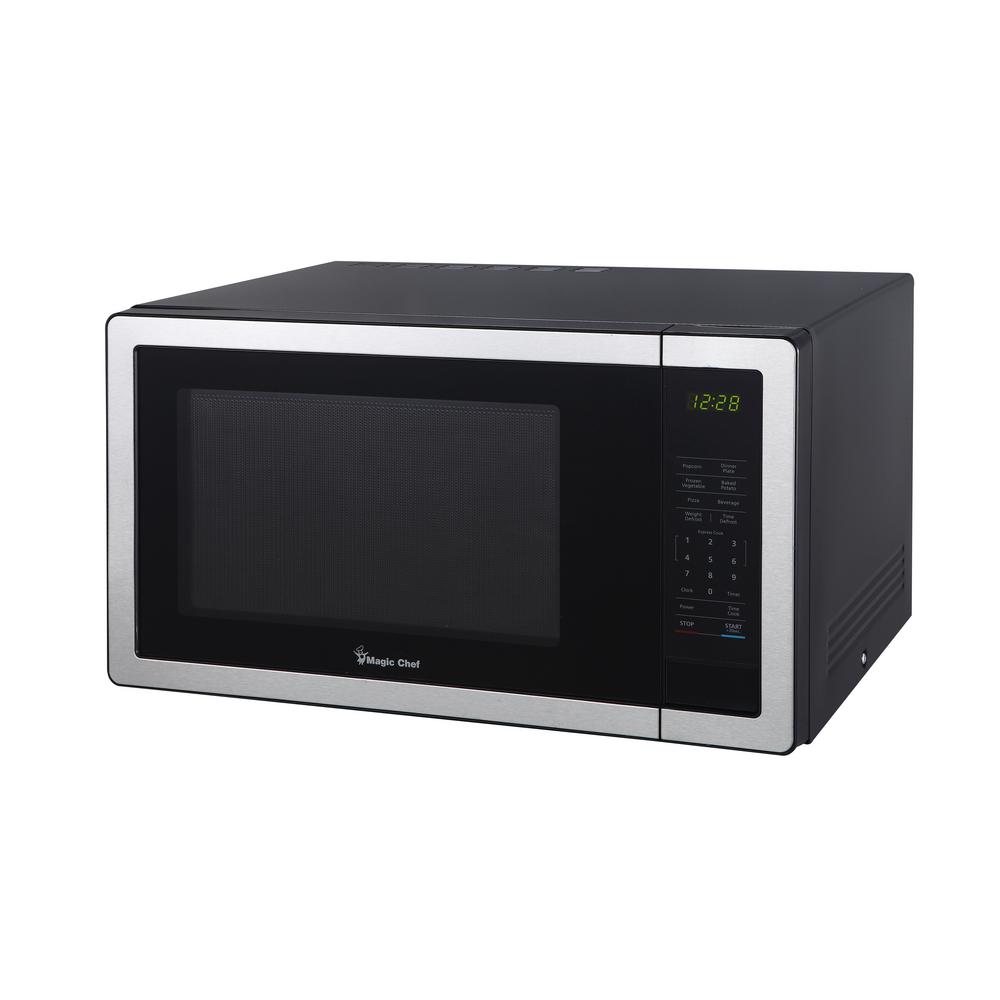 0.7 cu ft countertop microwave in black with gray cavity