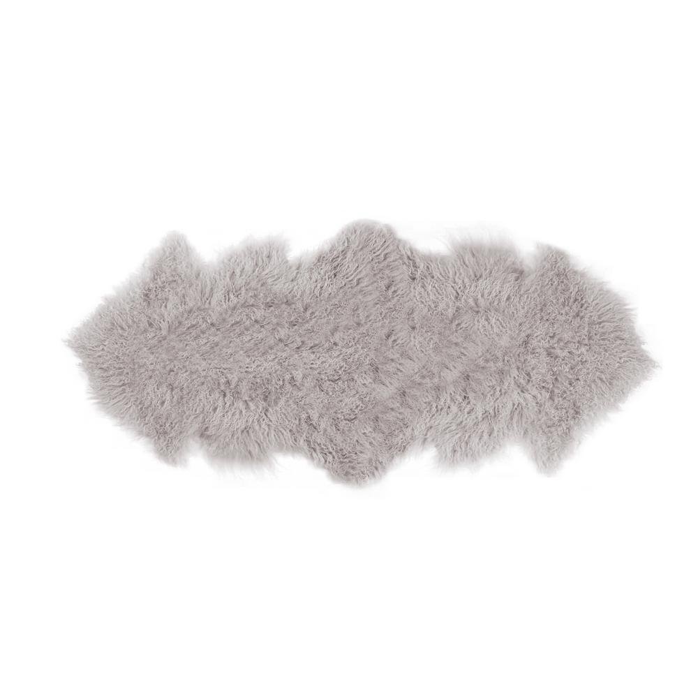 Rockwall Sage Gray 2 Ft X 6 Mongolian Sheepskin Faux Fur Double Mongolian Sheepskin Faux Fur Double Indoor