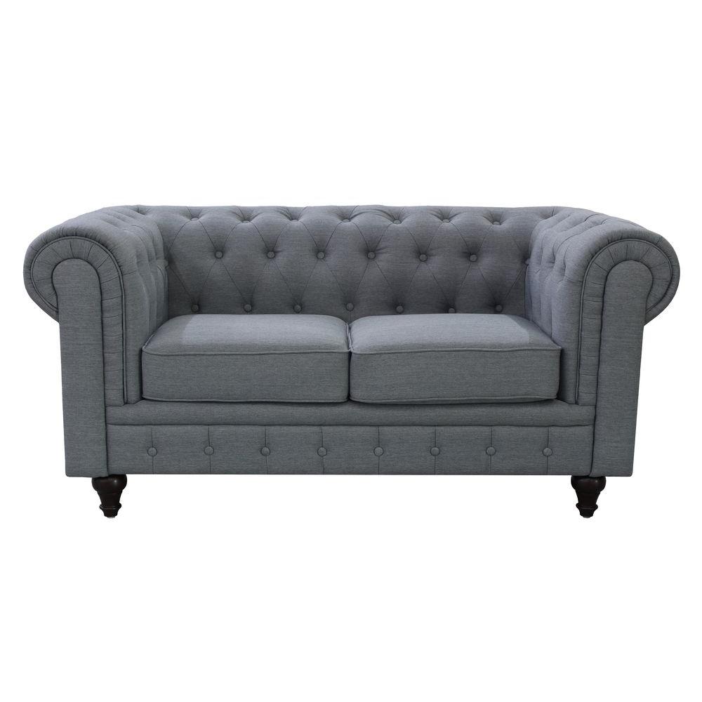 Grace Chesterfield Linen Fabric Upholstered On Tufted Loveseat Grace Chesterfield Linen Fabric Upholstered On Tufted Loveseat Grey S5070 L The Home Depot