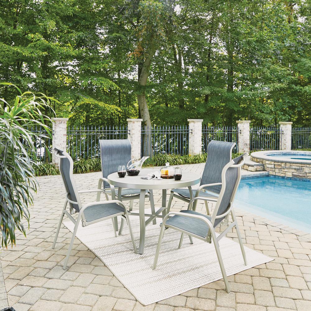 Home Styles South Beach Gray 5 Piece Aluminum Round Outdoor Dining Home Styles South Beach Gray 5 Piece Aluminum Round Outdoor Dining Set