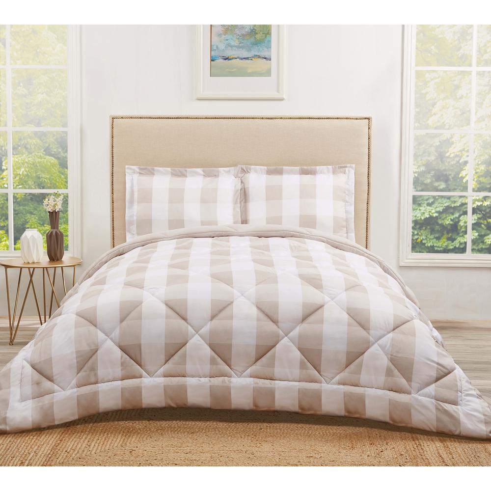 Truly Soft Buffalo 1 Piece Khaki And White Twin Xl Comforter Set