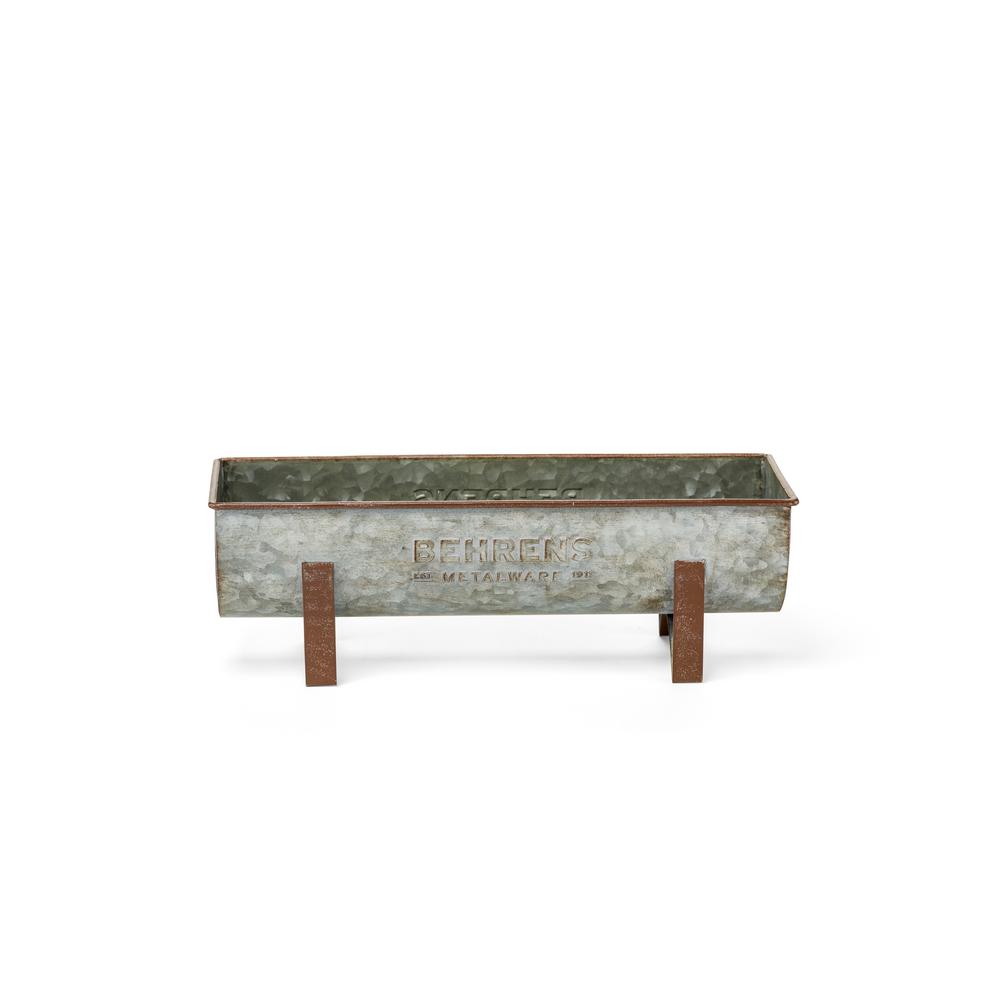 15 in. Aged Galvanized Steel Footed Trough PlanterM19TP1