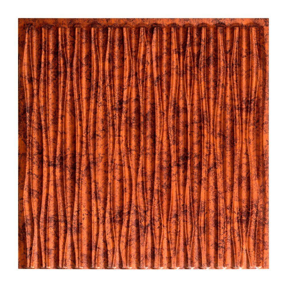 Fasade Dunes Vertical 2 Ft X 2 Ft Glue Up Pvc Ceiling Tile In Moonstone Copper G70 18 The Home Depot